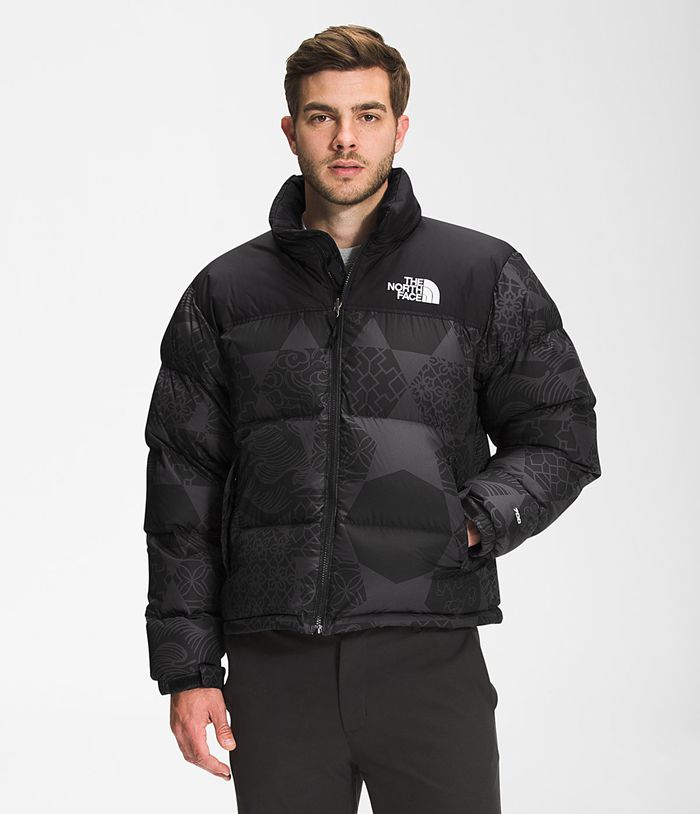 The North Face Winterjas Heren Printed 1996 Retro Nuptse YAMK84790 - Zwart